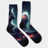 Kosmischer Sternenlicht-Fuchs-Geist-Fantasie-Tier Socken (Rechts)