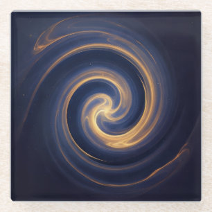 Kosmischer Strudel aus goldenem Licht Glasuntersetzer