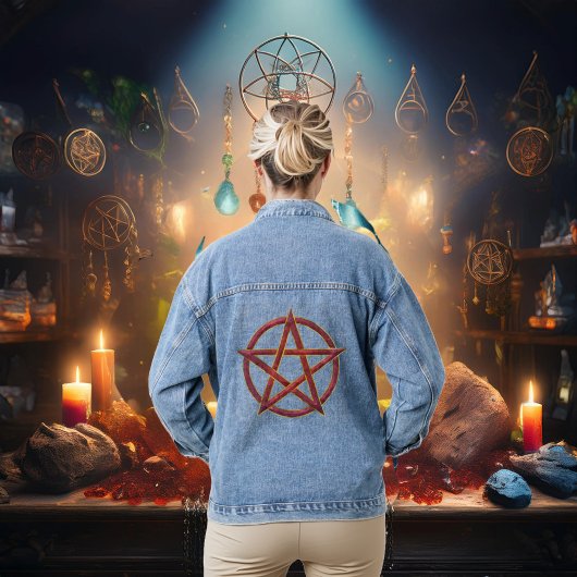 Kosmischer Tanz: Garnet Pentagram Jeansjacke
