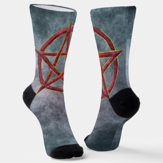 Kosmischer Tanz: Garnet Pentagram Socken (Gewinkelt)