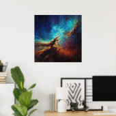 Kosmischer Tanz - Malerische Kunst im Weltraum Poster (Heimbüro)