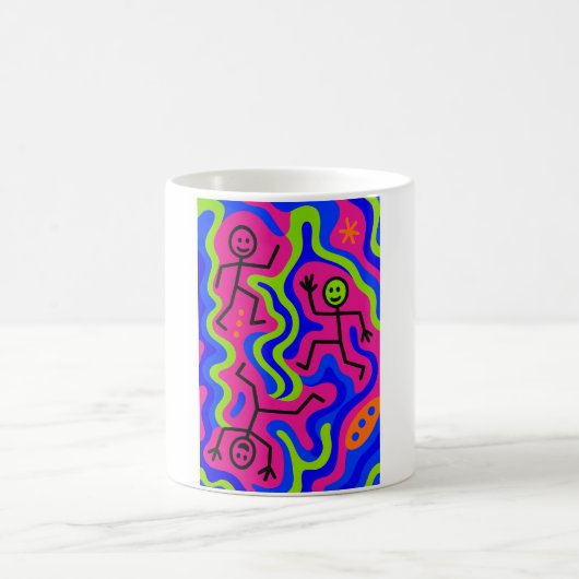 Kosmischer Tanz - Neon Stickmen Tasse (Mittel)