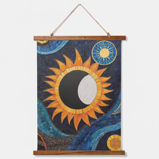 Kosmischer Tanzmosaik Wandteppich Mit Holzrahmen (Vorderseite)