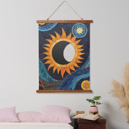Kosmischer Tanzmosaik Wandteppich Mit Holzrahmen (Schlafzimmer)