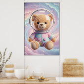 Kosmischer Teddy-Astronaut-Kunstposter Poster (Küche)