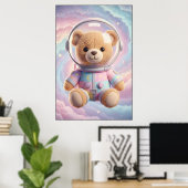 Kosmischer Teddy-Astronaut-Kunstposter Poster (Heimbüro)
