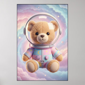 Kosmischer Teddy-Astronaut-Kunstposter Poster