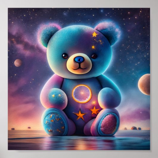 Kosmischer Teddybär Poster (Vorne)