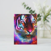 Kosmischer Tiger Postkarte (Stehend Vorderseite)