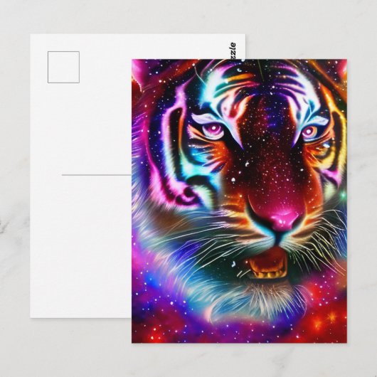 Kosmischer Tiger Postkarte (Vorne/Hinten)