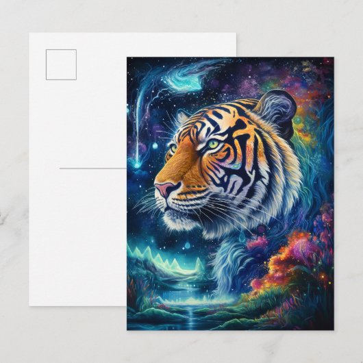 Kosmischer Tiger Postkarte (Vorne/Hinten)