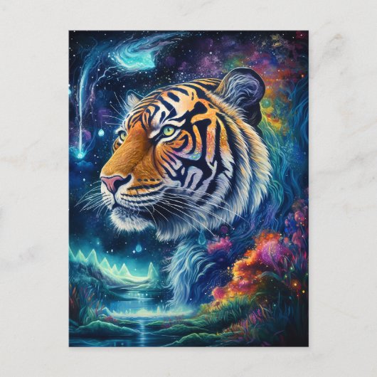 Kosmischer Tiger Postkarte (Vorderseite)