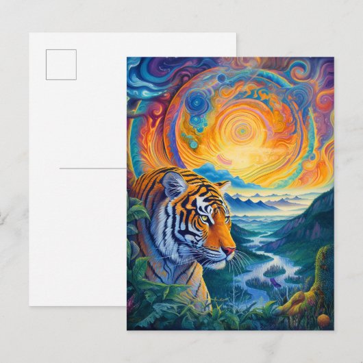 Kosmischer Tiger Postkarte (Vorne/Hinten)