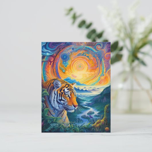 Kosmischer Tiger Postkarte (Stehend Vorderseite)