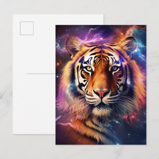 Kosmischer Tiger Postkarte (Vorne/Hinten)