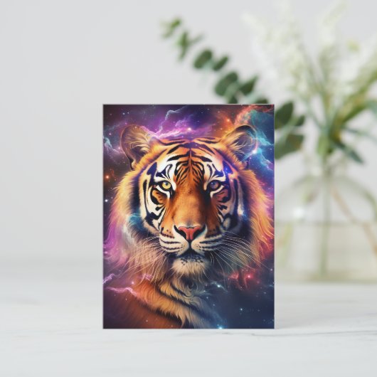 Kosmischer Tiger Postkarte (Stehend Vorderseite)