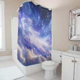 Kosmischer Traum: Wirbelnde Nebel & Sternennacht Duschvorhang