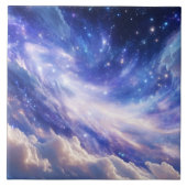 Kosmischer Traum: Wirbelnde Nebel & Sternennacht Fliese (Vorderseite)