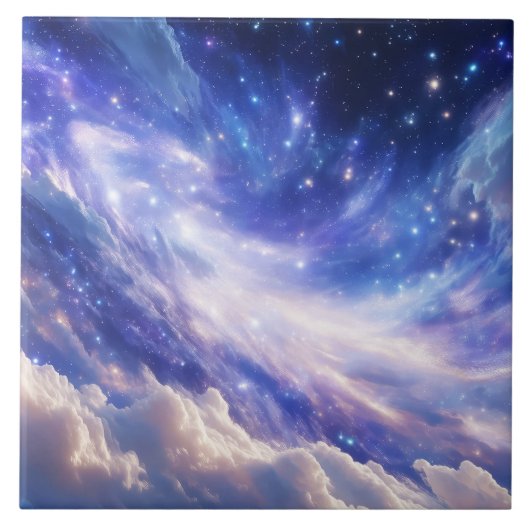 Kosmischer Traum: Wirbelnde Nebel & Sternennacht Fliese (Vorderseite)