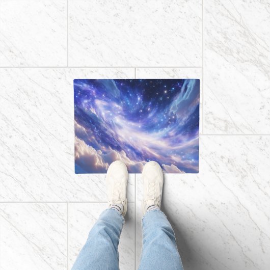 Kosmischer Traum: Wirbelnde Nebel & Sternennacht Fußmatte (Indoor)