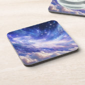 Kosmischer Traum: Wirbelnde Nebel & Sternennacht Getränkeuntersetzer (Linke Seite)