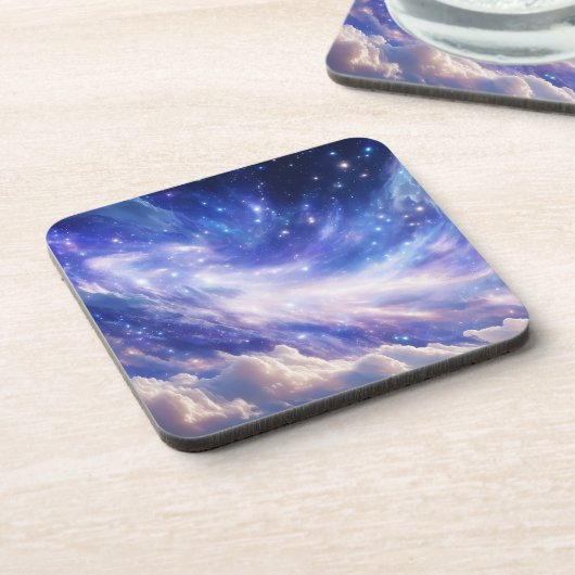 Kosmischer Traum: Wirbelnde Nebel & Sternennacht Getränkeuntersetzer (Linke Seite)