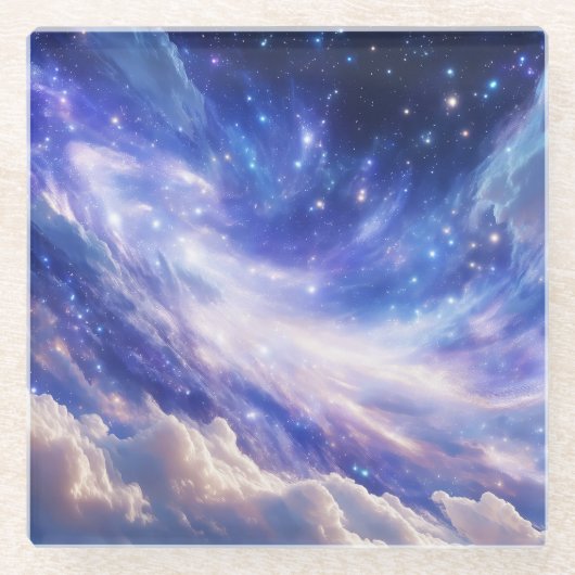 Kosmischer Traum: Wirbelnde Nebel & Sternennacht Glasuntersetzer (Vorderseite)
