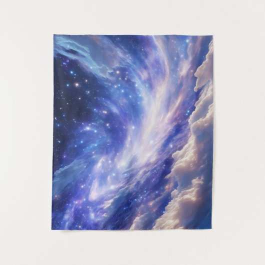 Kosmischer Traum: Wirbelnde Nebel & Sternennacht Wandteppich (Vorderseite)