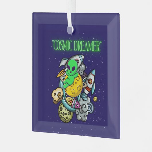 kosmischer Träumer Ornament Aus Glas (Vorderseite links)