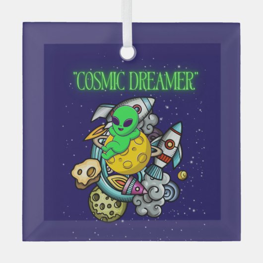 kosmischer Träumer Ornament Aus Glas (Vorderseite)