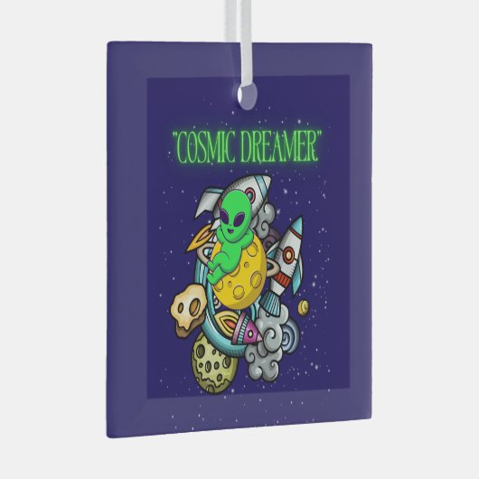 kosmischer Träumer Ornament Aus Glas (Vorderseite Rechts)