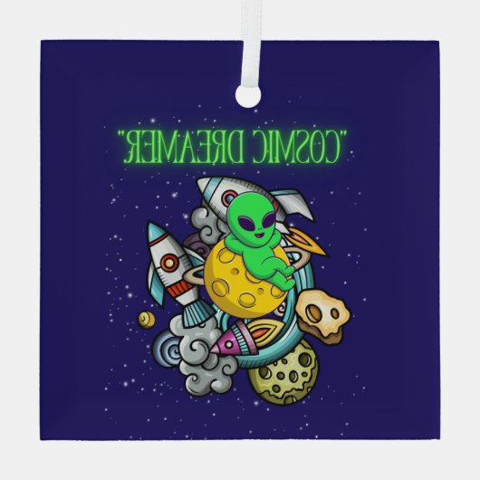 kosmischer Träumer Ornament Aus Glas (Rückseite)