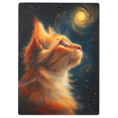 Kosmischer Träumer | Sternengucker-Kater mit rotem Klemmbrett (Rückseite)