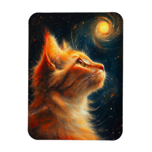 Kosmischer Träumer   Sternengucker-Kater mit rotem Magnet