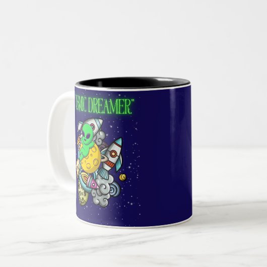 kosmischer Träumer Zweifarbige Tasse (Vorderseite Links)