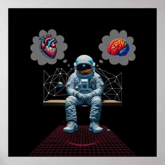 Kosmischer Verstand vs Herzensastronaut Poster (Vorne)