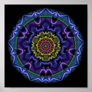 Kosmischer Violetter Mandala-Kaleidoskop Poster