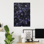 Kosmischer Web Silber Orbs Abstrakter Poster (Heimbüro)