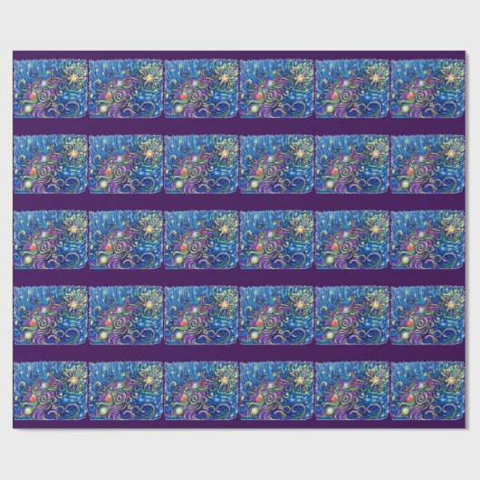 Kosmischer Weihnachtsbaum Geschenkpapier (Flach)