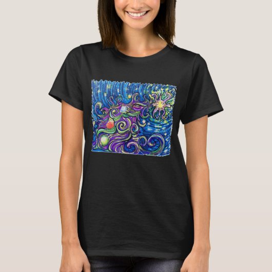 Kosmischer Weihnachtsbaum T-Shirt (Vorderseite)