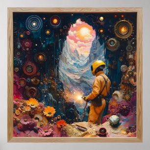 Kosmischer Welder in floraler Dreamscape - Schweis Poster
