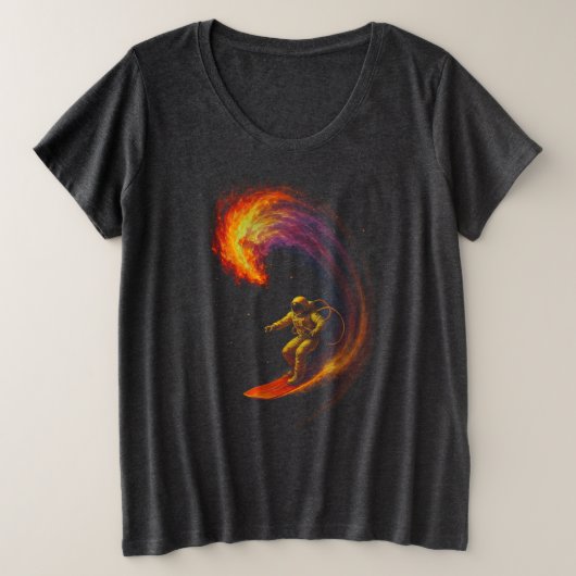 Kosmischer Wellenreiter Große Größe T-Shirt (Design vorne)