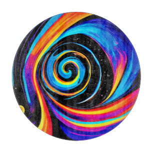 Kosmischer Wirbelstrudel in Neonfarben Schneidebrett