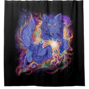 Kosmischer Wolf Duschvorhang