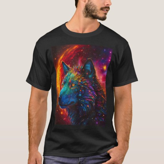 Kosmischer Wolf, Galaxy Spirit Animal Fantasy Spac T-Shirt (Vorderseite)