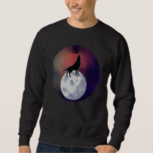 Kosmischer Wolf Heulender Mond Weltraum Arktische  Sweatshirt