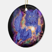 Kosmischer Wolf Keramik Ornament (Links)