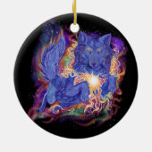 Kosmischer Wolf Keramik Ornament (Hinten)