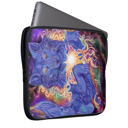 Kosmischer Wolf Laptopschutzhülle (Vorne Rechts)