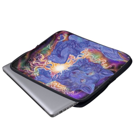Kosmischer Wolf Laptopschutzhülle (Vorne Knopf)